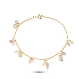 Limited Edition White & Pink 18K Gold Plated Bracelet w. Gemstones