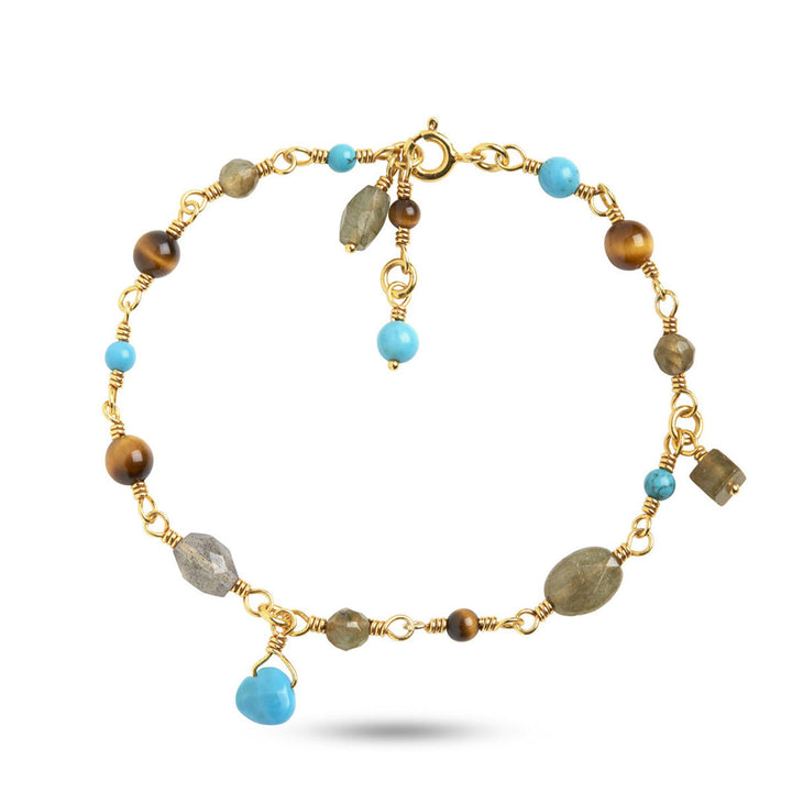 Limited Edition Bracelet Brown, Grey & Blue 18K Gold Plated Bracelet