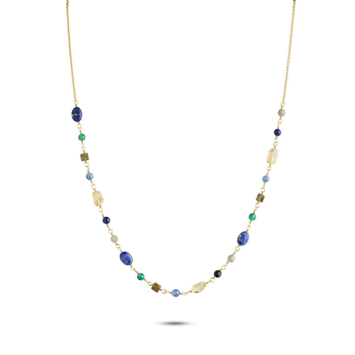 Gem Candy Confidence Halskette 18K vergoldet Armband 14K goldbesetzt, Achat, Citrin, Kyanit & Lapis