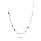 Gem Candy Confidence 18K Gold Plated Necklace w. Laboradorite, Agate, Citrin, Kyanite & Lapis