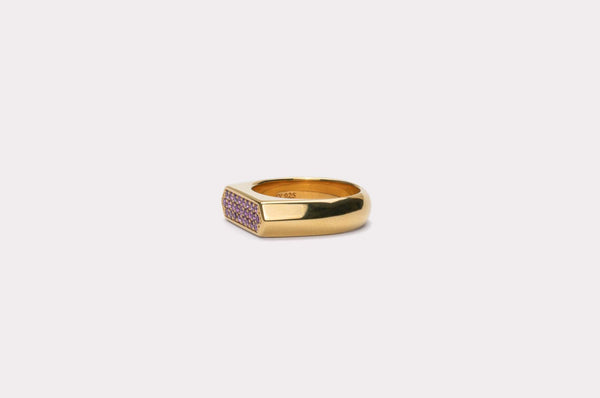 IX Mini Hexagon Purple Gold Plated  Ring