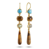 Limited Edition Brown, White & Blue 18K Gold Plated Earrings
