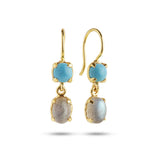 Limited Edition 18K Gold Plated Earrings w. Turqouise & labradorite
