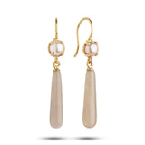Limited Edition 18K Gold Plated Earrings w. Pearls & Moonstone