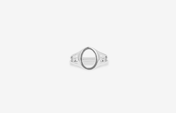 IX Mini Oval Simple Signet Sølv Ring
