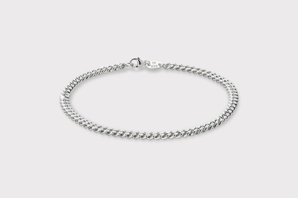 IX Curb Silver Anklet