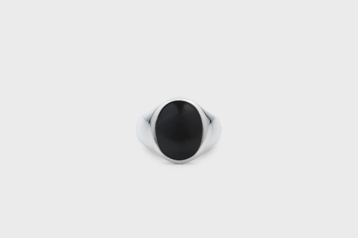 IX Oval Signet Ring Hawks Eye Sølv