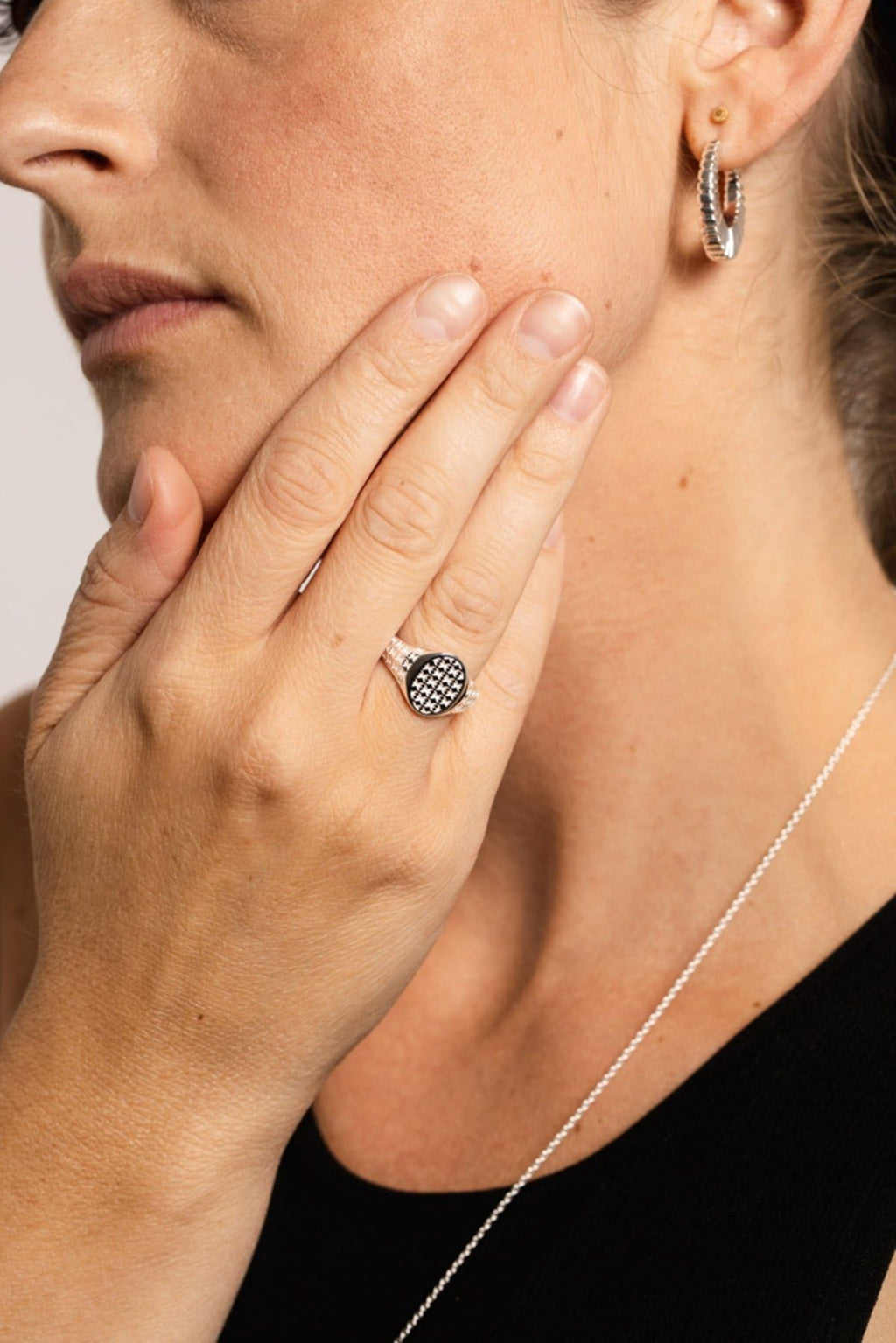 IX Mini Oval Logo Signet Ring