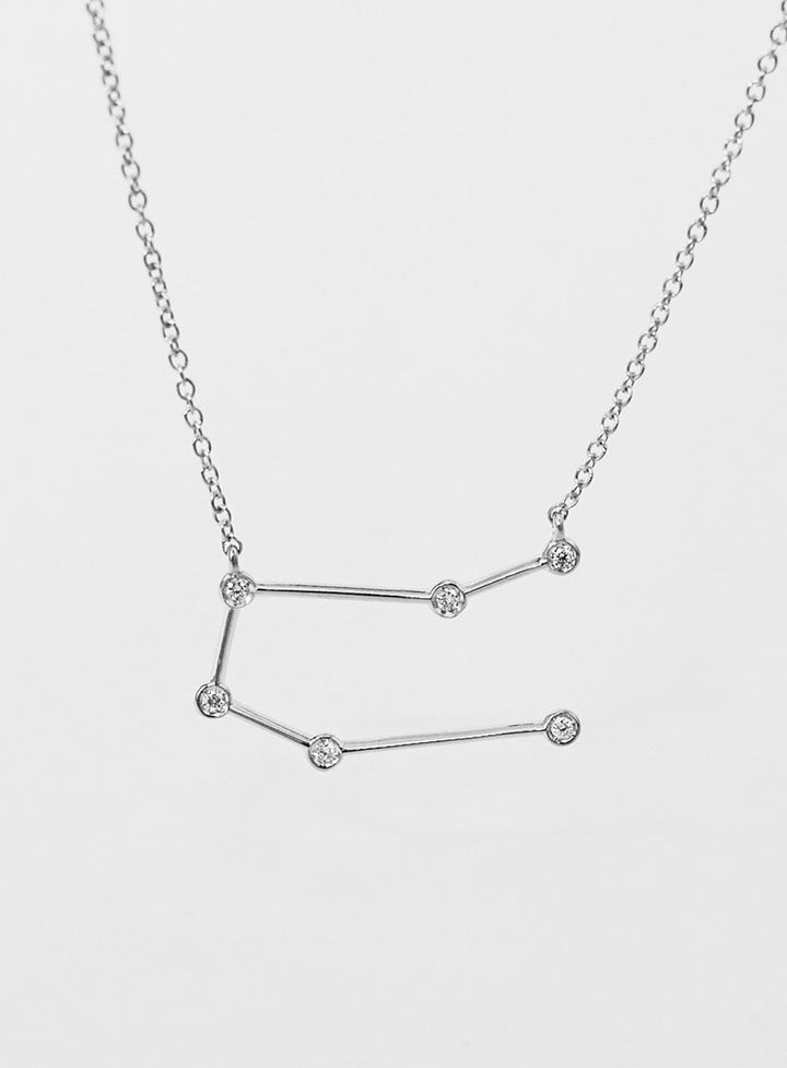 Star Sign Gemini 18K Hvidguld Halskæde m. Diamant