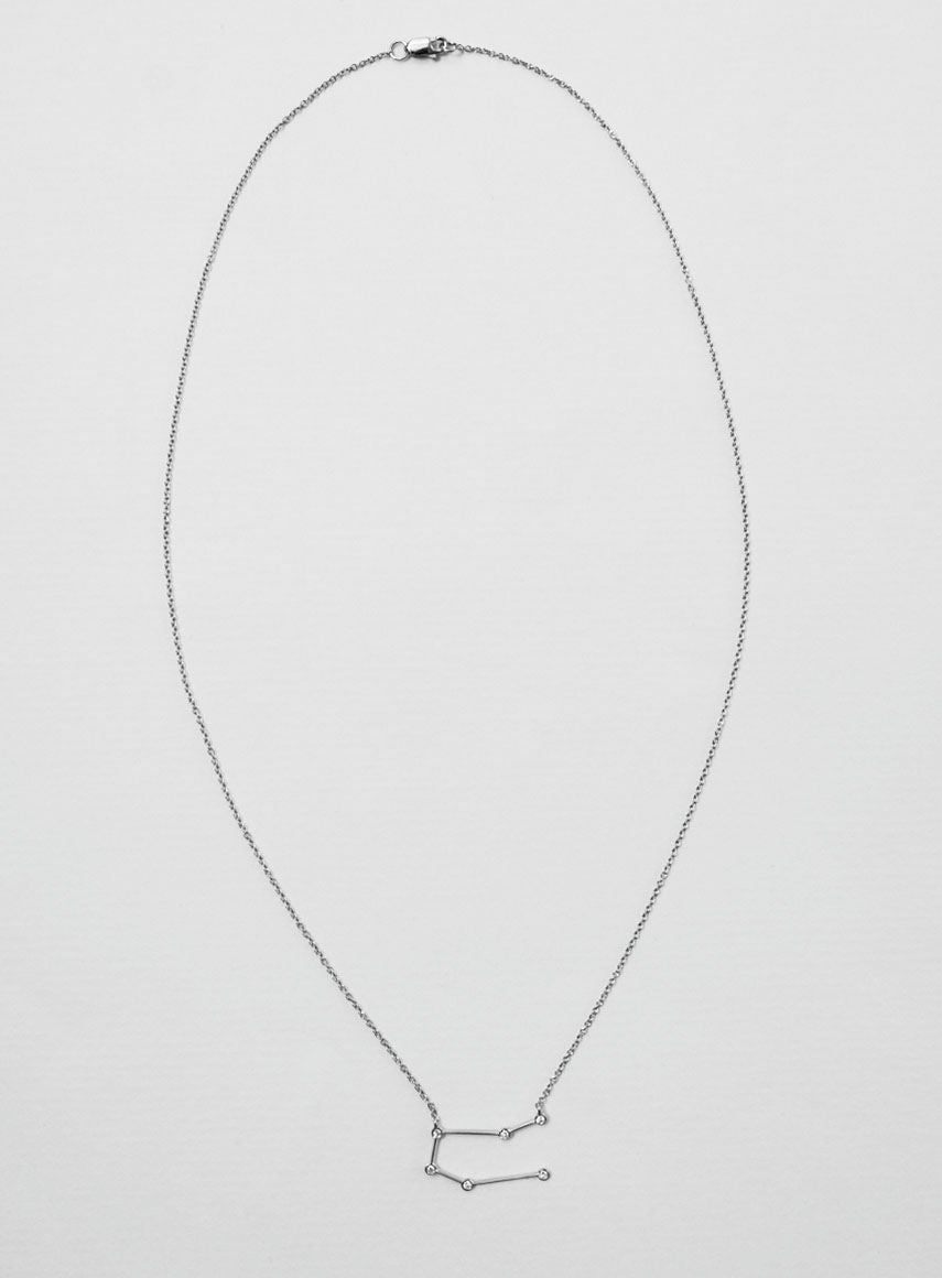 Star Sign Gemini 18K Hvidguld Halskæde m. Diamant