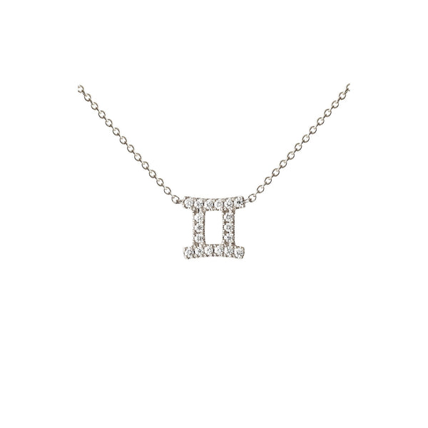 Petit Sign Sternzeichen Zwillinge Halskette aus 18K Weißgold I Diamanten