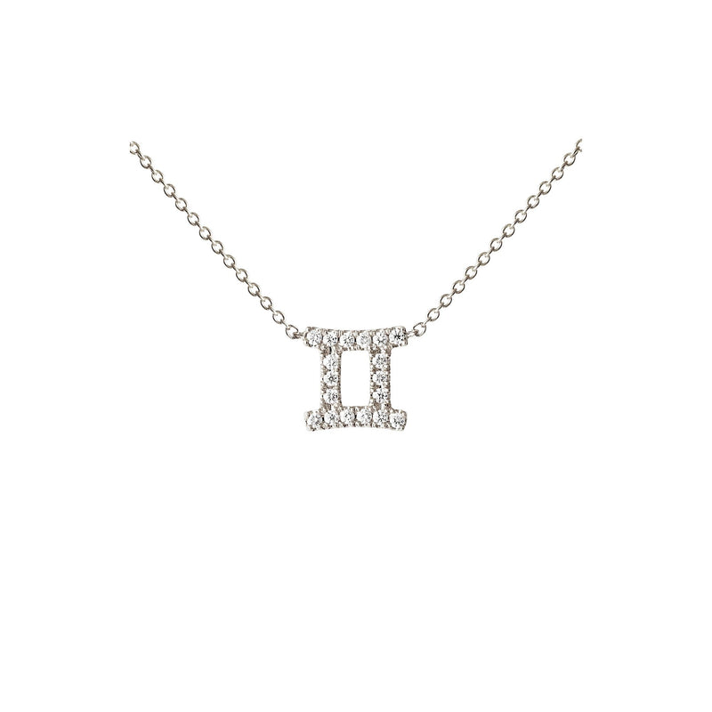 Petit Sign Gemini 18K Whitegold Necklace w. Diamonds