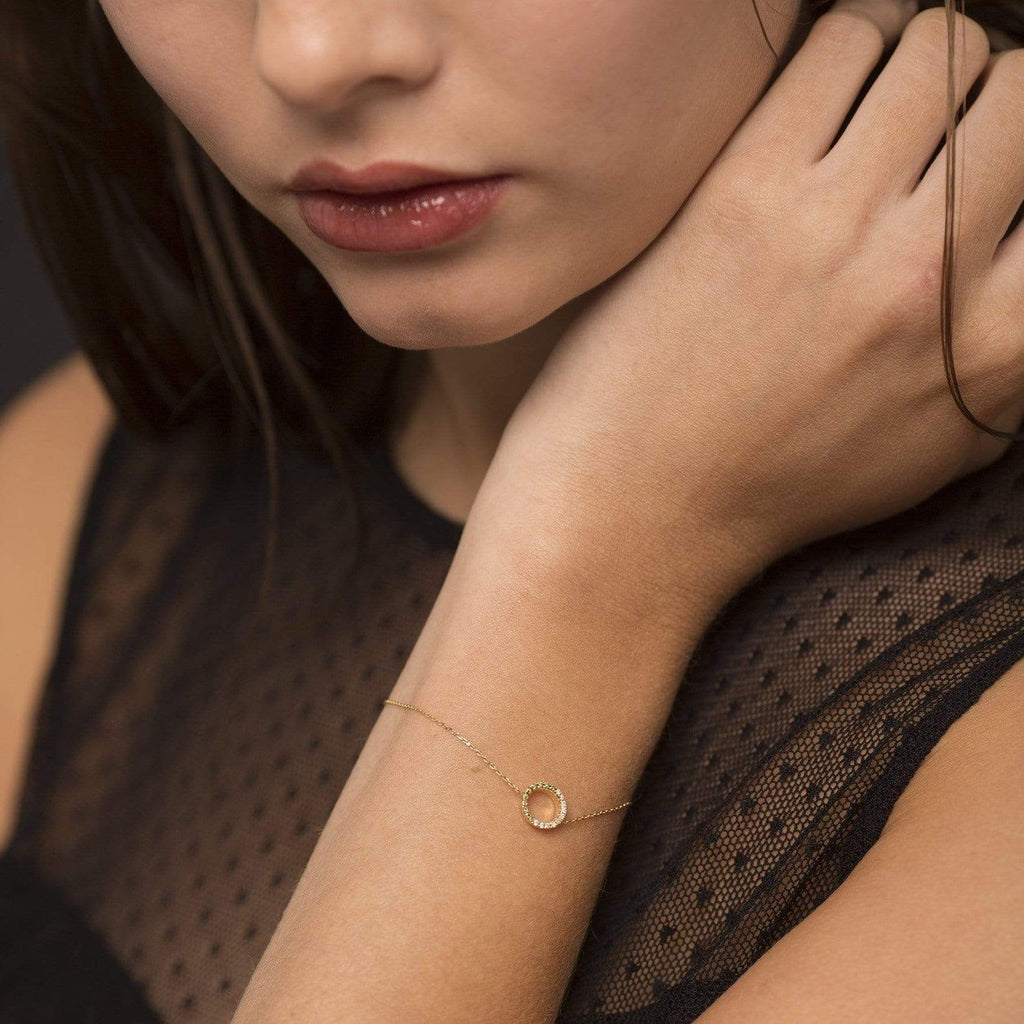 Claire 18K Guld Armbånd m. Grønne & Hvide Diamanter