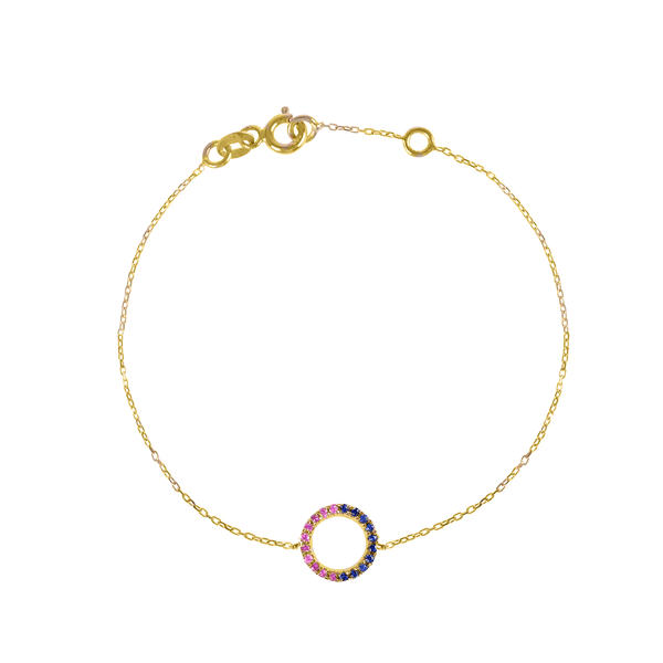 Claire 14K Gold Bracelet w. Pink & Blue Sapphires