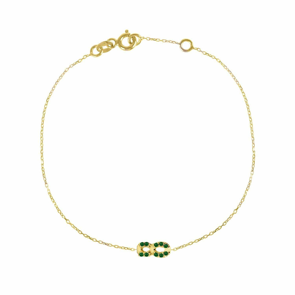 Numerology 8 18K Gold Bracelet w. Emeralds