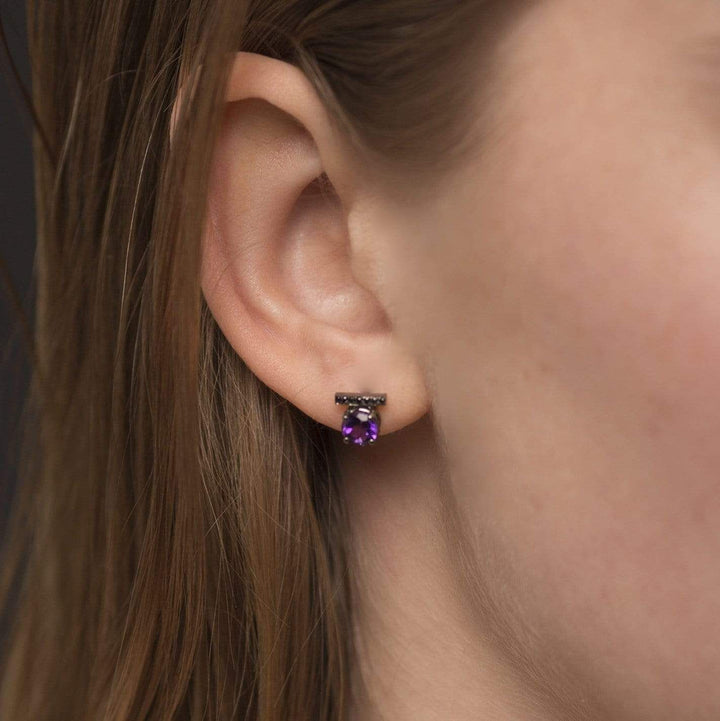 Amethyste Noir 18K Gold Earrings w. Diamonds & Amethyst