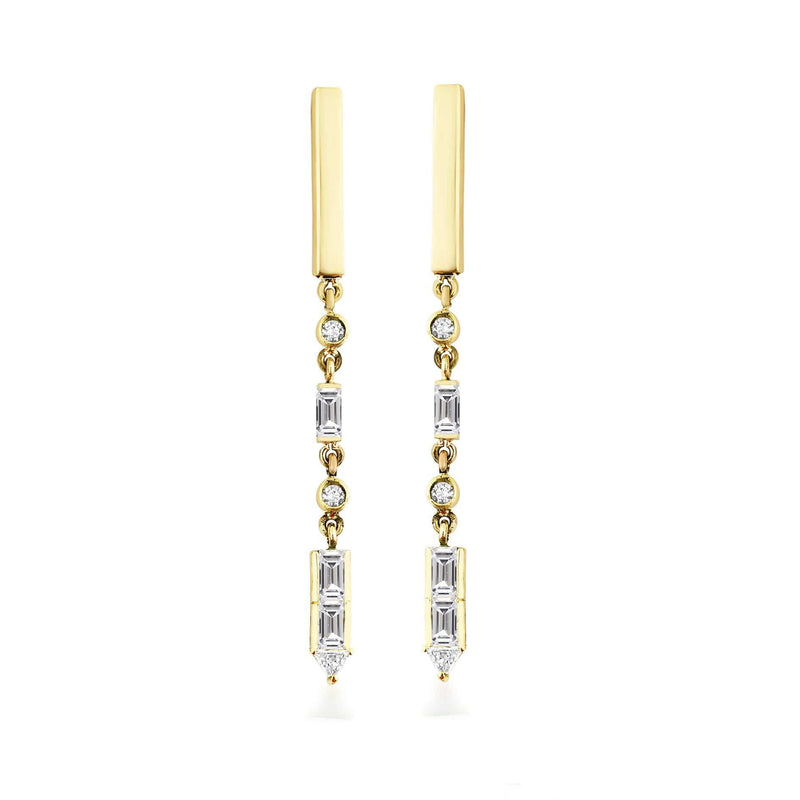 Artisia Bar 18K Gold Earrings w. Diamonds