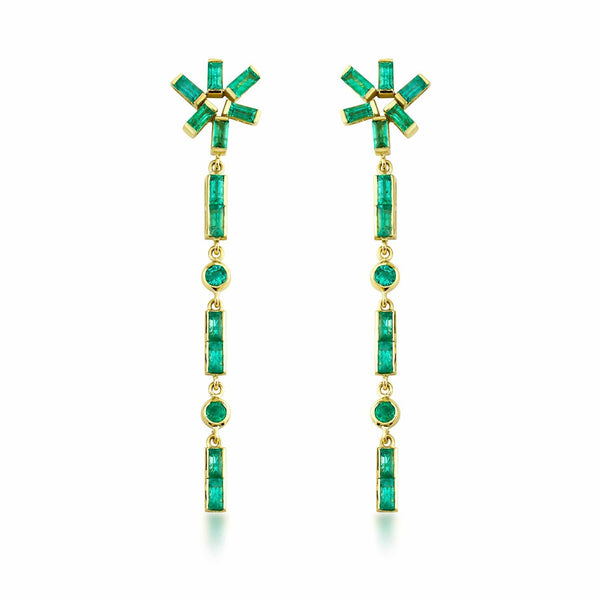 Artisia Star 18K Gold Earrings w. Emeralds