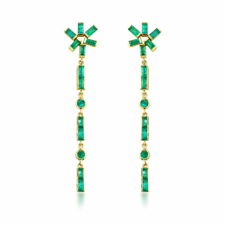 Artisia Star 18K Gold Earrings w. Emeralds