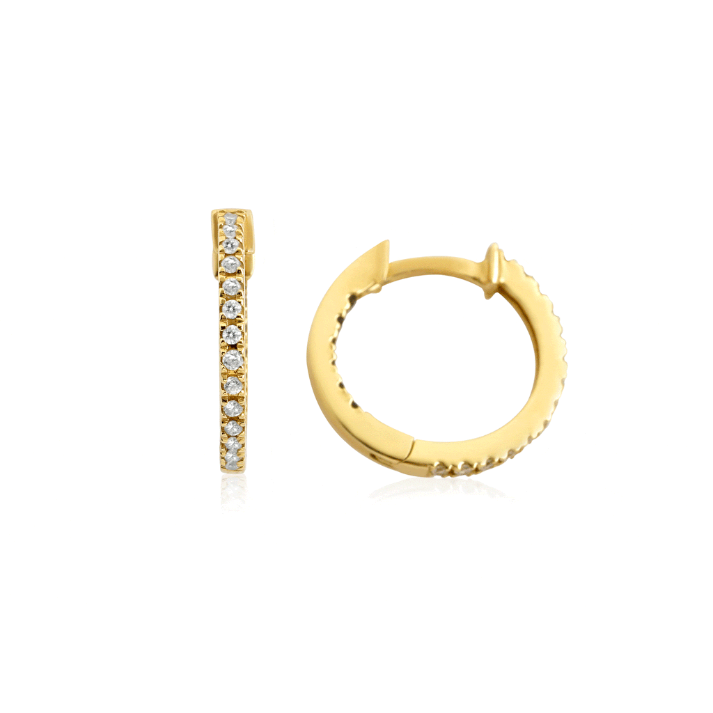 Claire Huggies 18K Gold Hoops w. Black & White Diamonds