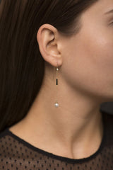 Eline 18K Gold Earrings w. Diamonds, Pearls & Sapphires