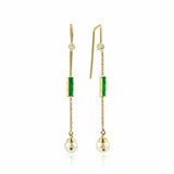 Eline 18K Gold Earrings w. Diamonds, Emeralds & Pearls