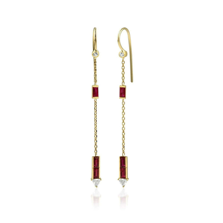 Eline 18K Gold Earrings w. Diamonds & Rubies