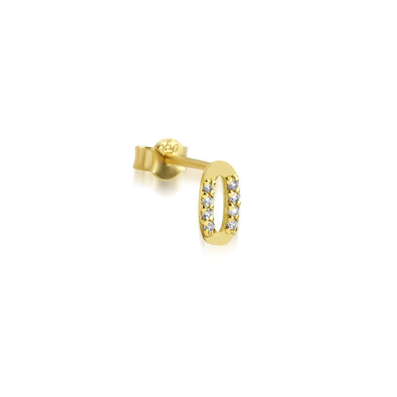 Numerology 0 - Single 18K Gold Earring w. Sapphires