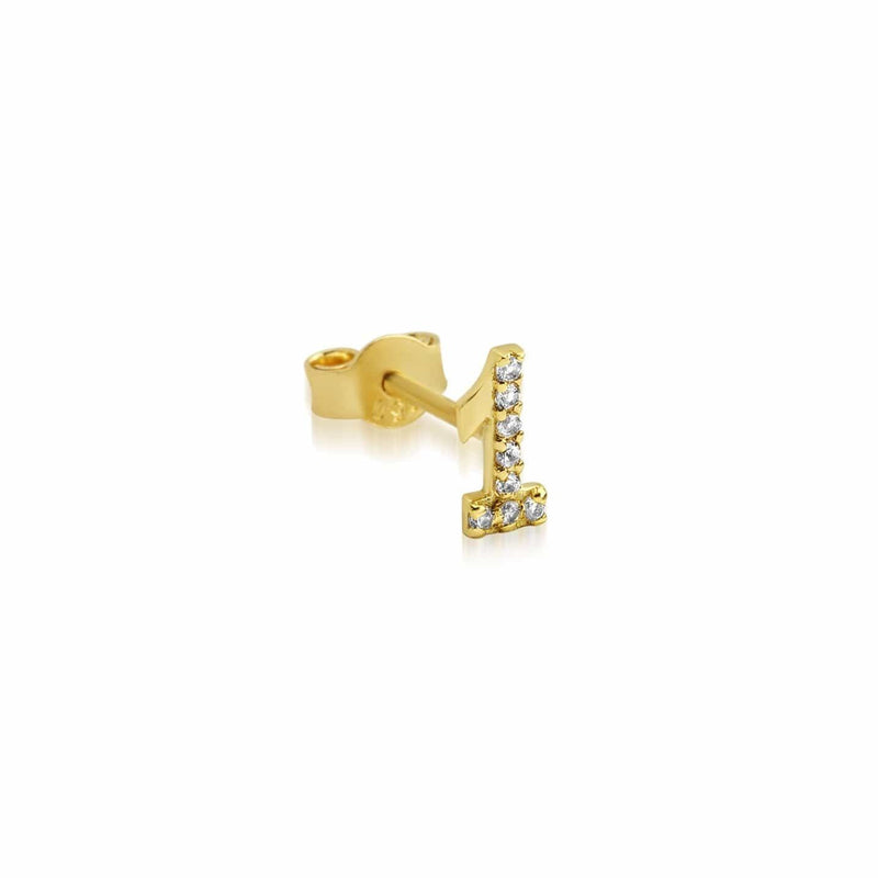 Numerology 1 - Single 18K Gold Earring w. Sapphires