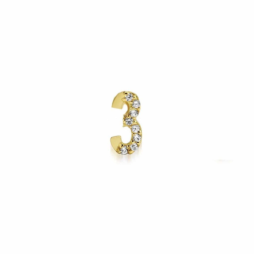 Numerology 3 - Single 18K Gold Earring w. Sapphires