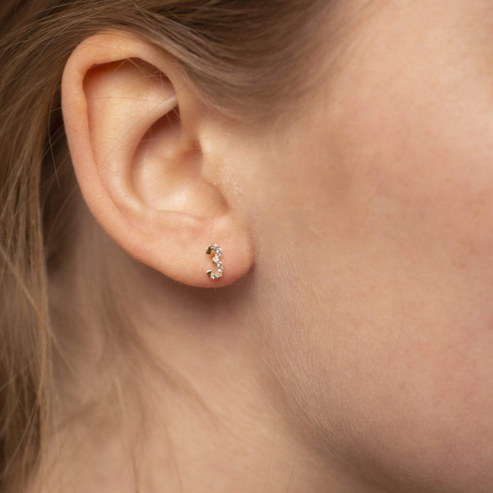 Numerology 3 - Single 18K Gold Earring w. Sapphires