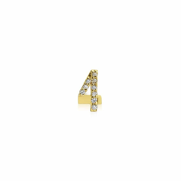 Numerology 4 - Single 18K Gold Earring w. Sapphires