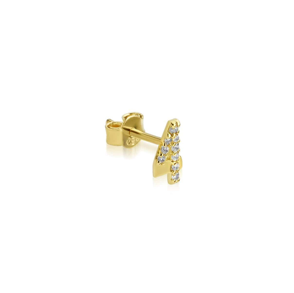 Numerology 4 - Single 18K Gold Earring w. Sapphires