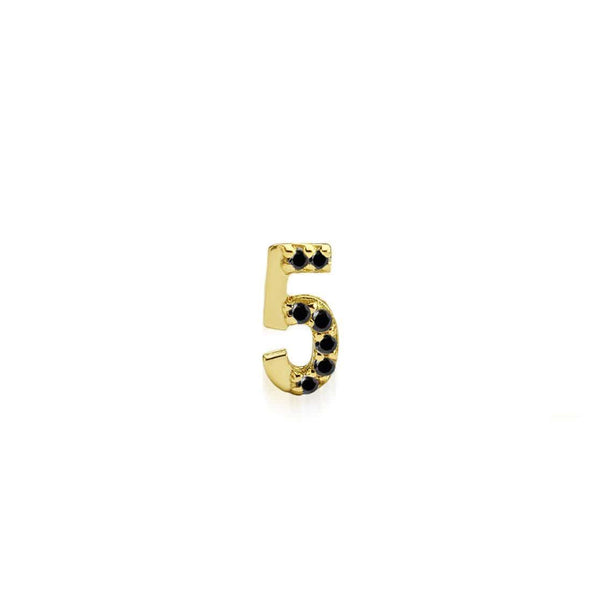 Numerology 5 - Single 18K Gold Earring w. Diamonds