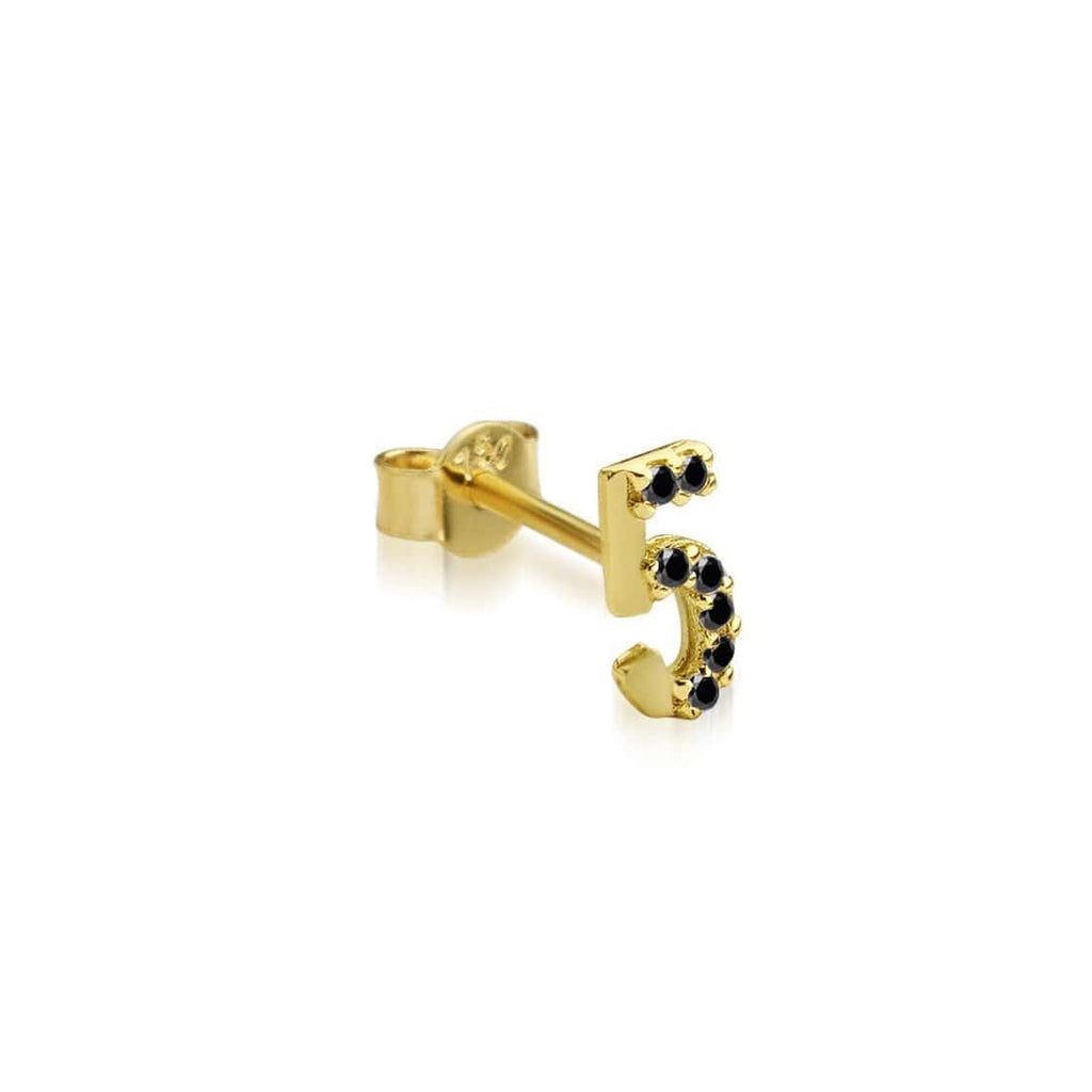 Numerology 5 - Single 18K Gold Earring w. Diamonds