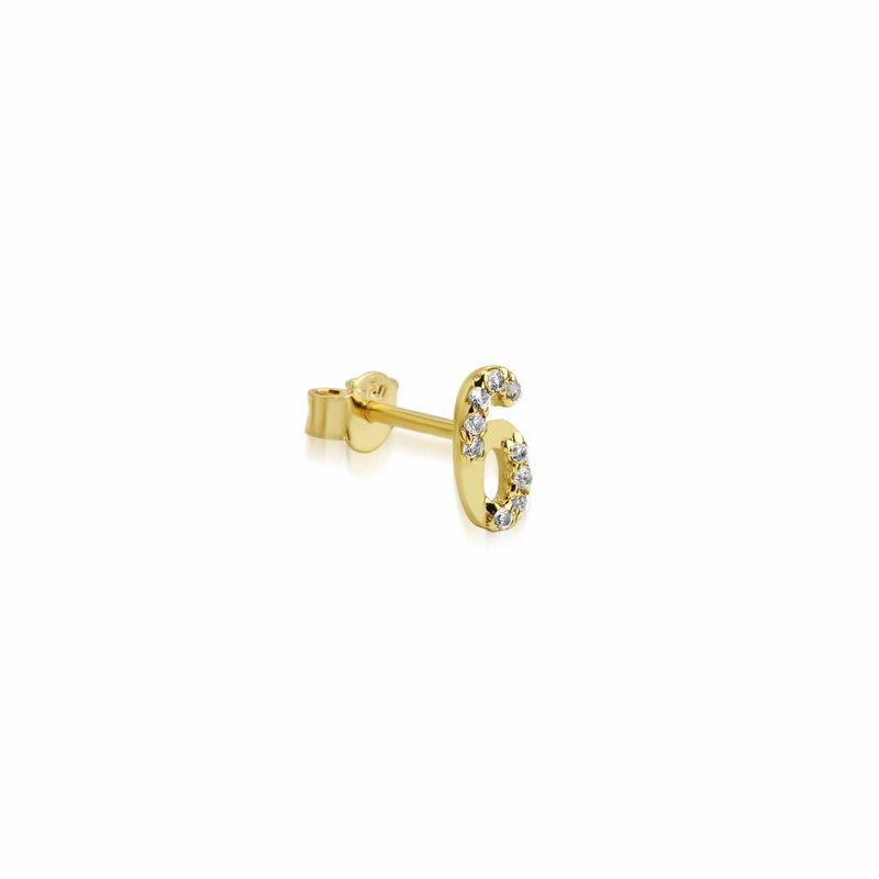 Numerology 6 - Single 18K Gold Earring w. Sapphires