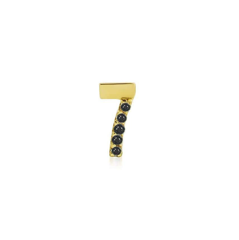 Numerology 7 - Single 18K Gold Earring w. Diamond & Sapphires