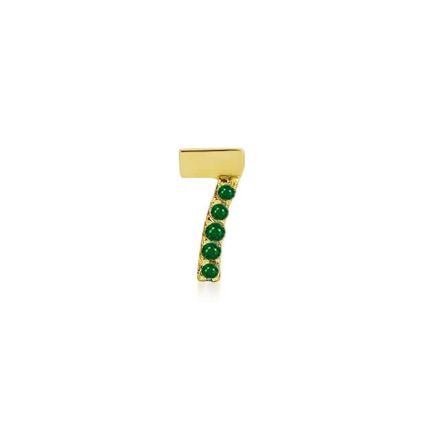 Numerologi 7 - Single 18K Guld Ørering m. Smaragd