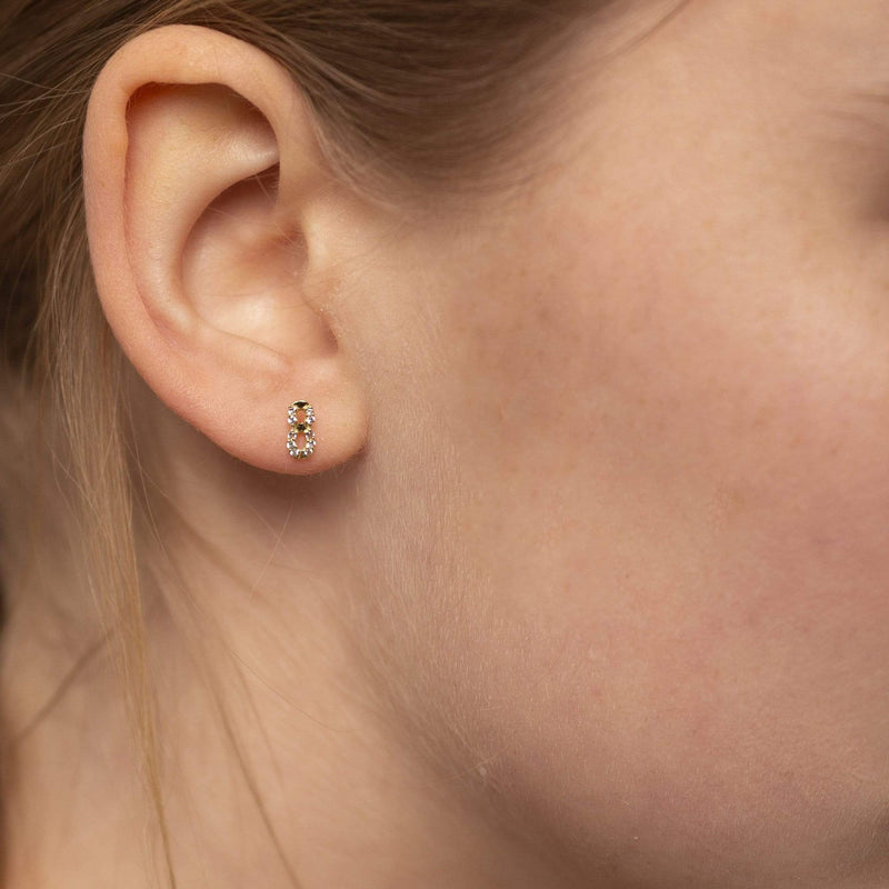 Numerology 8 - Single 18K Gold Earring w. Sapphires