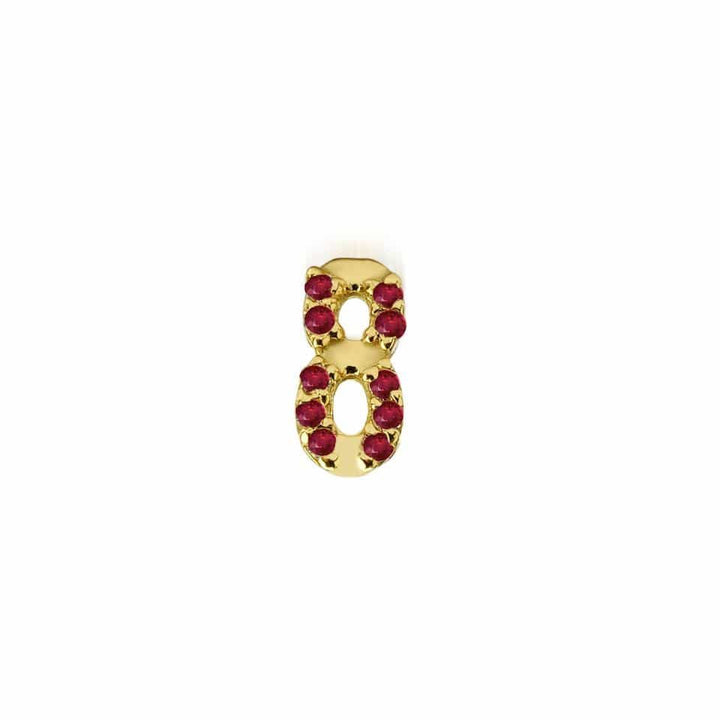 Numerology 8 - Single 18K Gold Earring w. Rubies