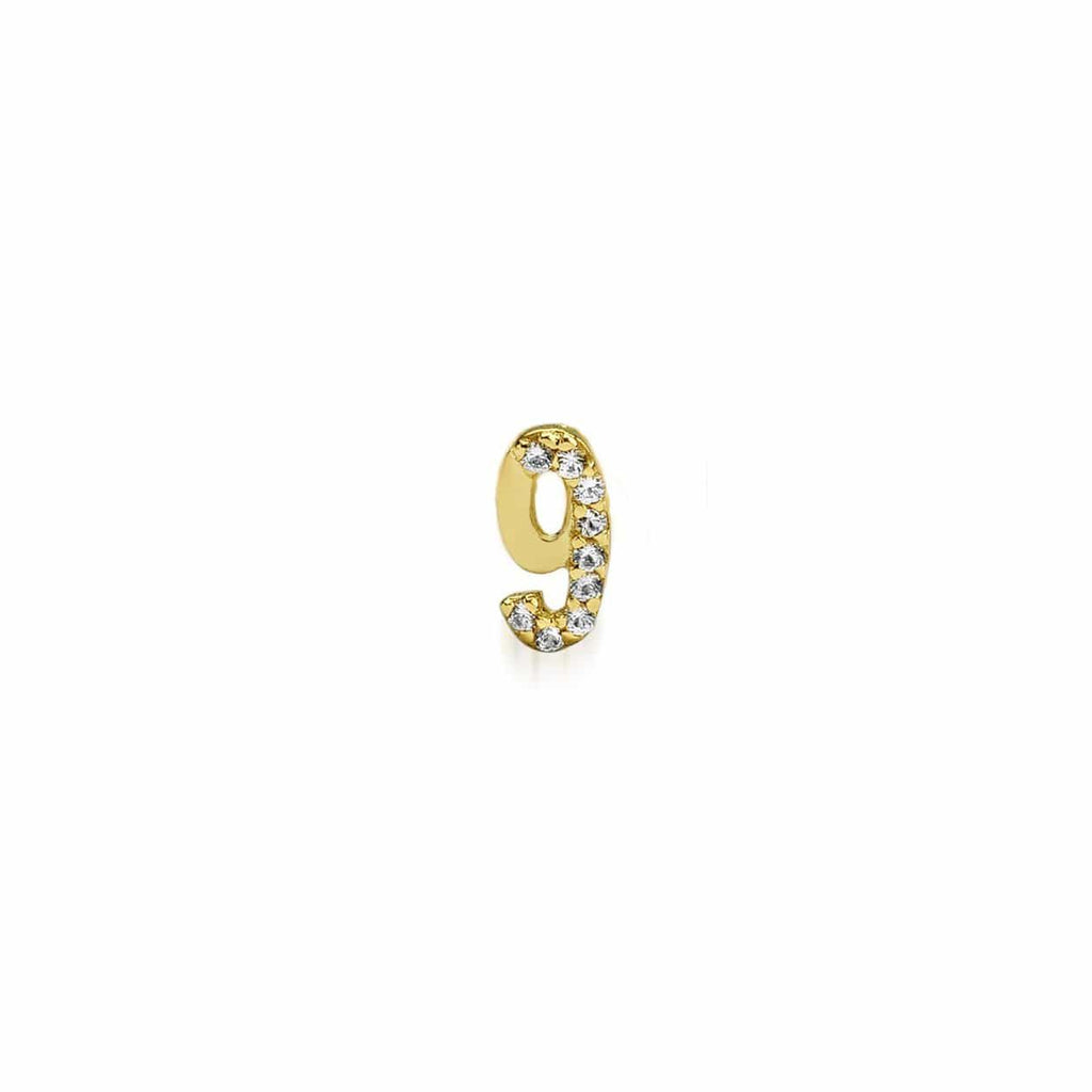 Numerology 9 - Single 18K Gold Earring w. Sapphires