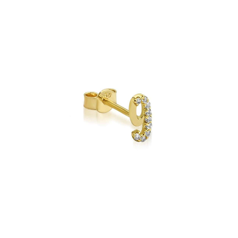 Numerology 9 - Single 18K Gold Earring w. Sapphires