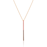 Claire Bar 18K Gold Necklace w. Pink & Blue Sapphires