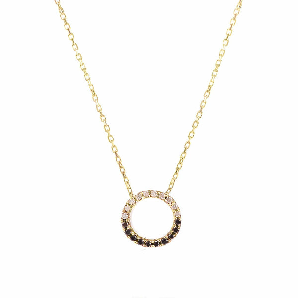Claire 18K Gold Necklace w. Black & White Diamonds