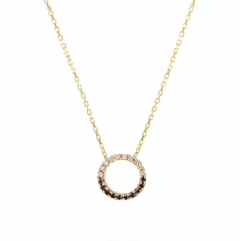 Claire 18K Gold Necklace w. Black & White Diamonds