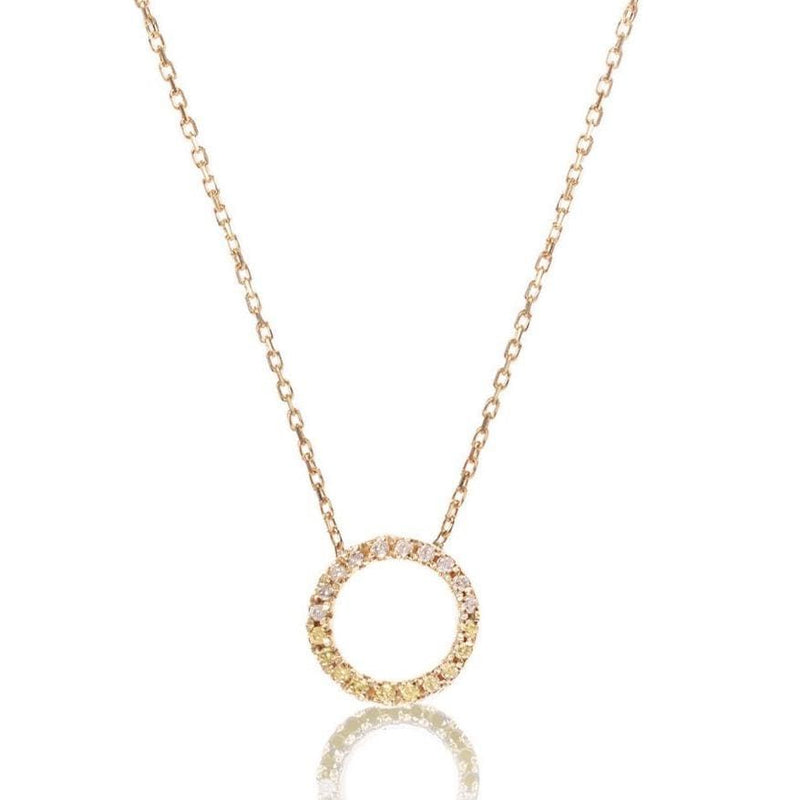 Claire 18K Gold Necklace w. White & Champagne Diamonds