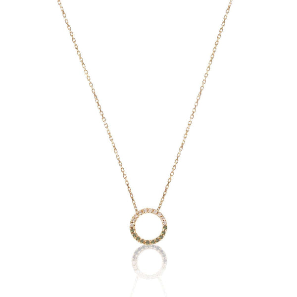 Claire 18K Gold Necklace w. Green & White Diamonds