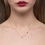 Eline 18K Gold Necklace w. Black Diamonds & White Sapphire