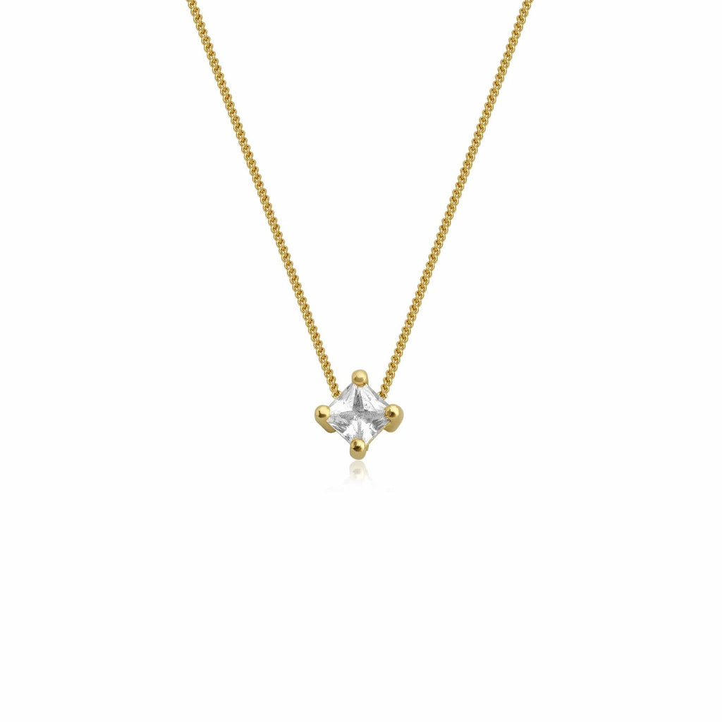 Eline 18K Gold Necklace w. White Sapphire