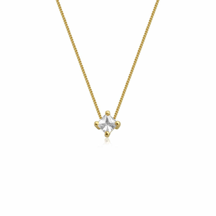 Eline 18K Gold Necklace w. White Sapphire